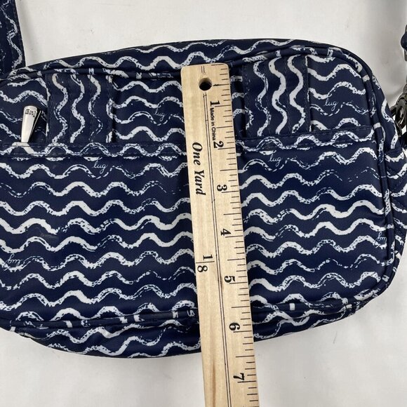 Lug Carousel Waves Navy Crossbody Belt Bag Nautical Quilted Travel RFID - Picture 4 of 15